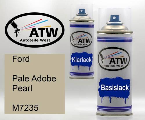 Ford, Pale Adobe Pearl, M7235: 400ml Sprühdose + 400ml Klarlack - Set, von ATW Autoteile West.
